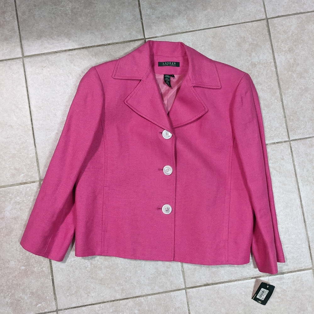 NWT Y2K Lauren Ralph Lauren Spring Bright Pink Blazer